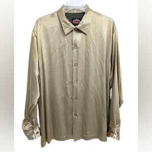 Ultra Steelhead vintage satin metallic button down shirt size L